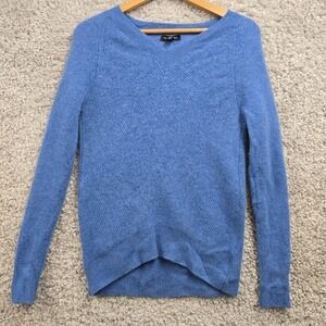 Saks Fifth Avenue Cashmere Sweater‎ Womens Large (Fits S) Blue Long Sleeve READ